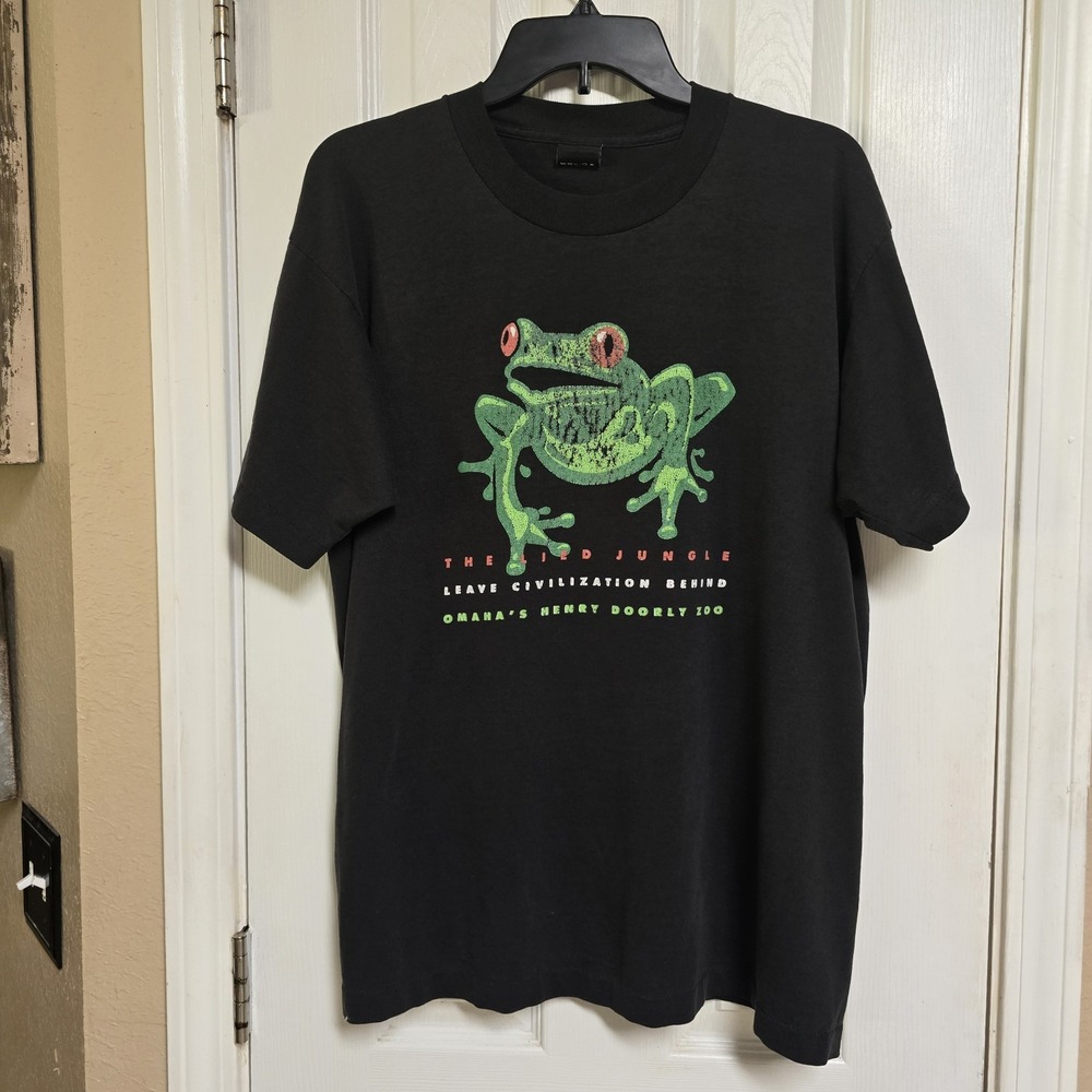 Vtg 80s 90s Omaha Henry Doorly Zoo Lied Jungle Frog T Shirt XL USA Single Stitch